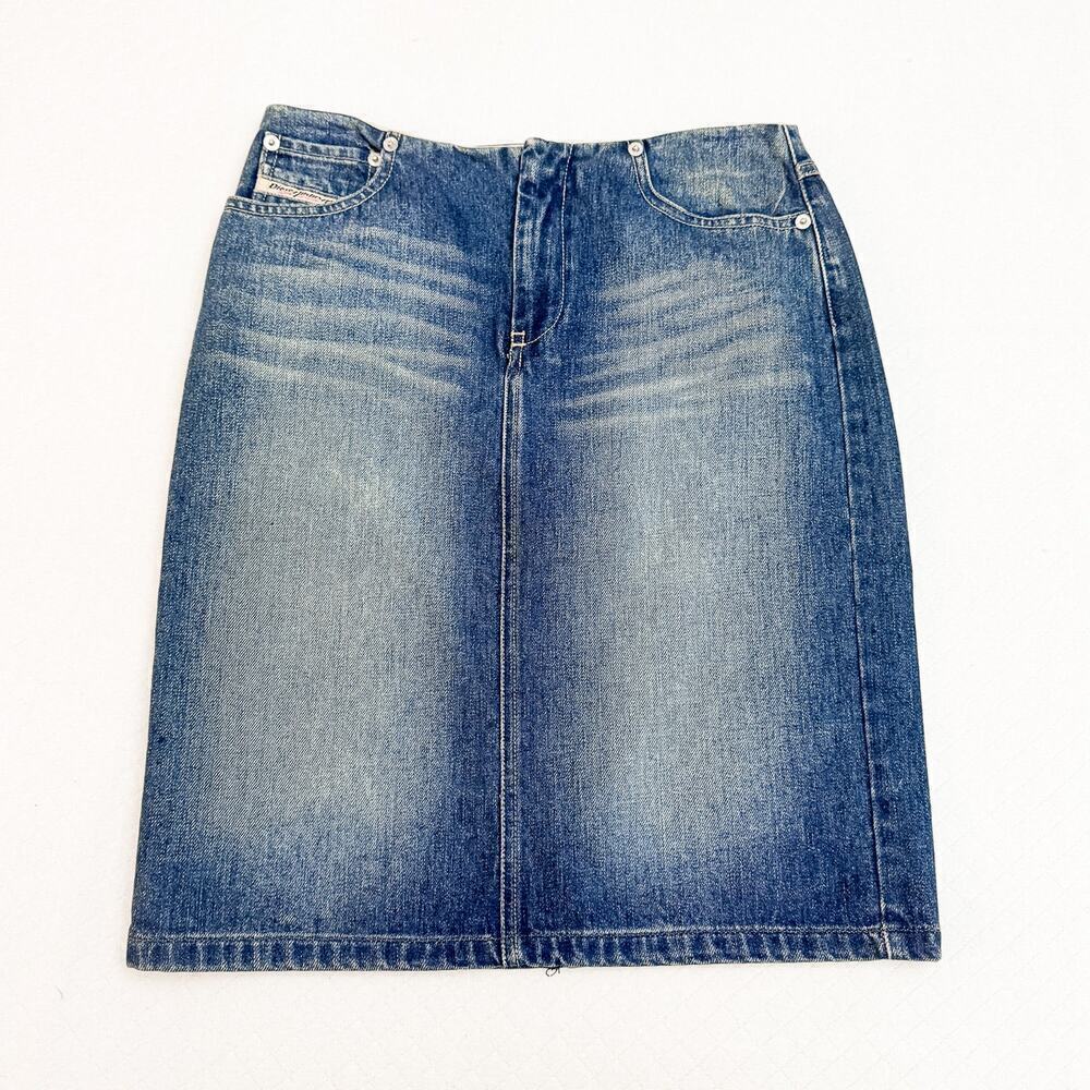 Diesel Lawine Vintage Pencil Straight Denim Jean Skirt Y2K Size 27